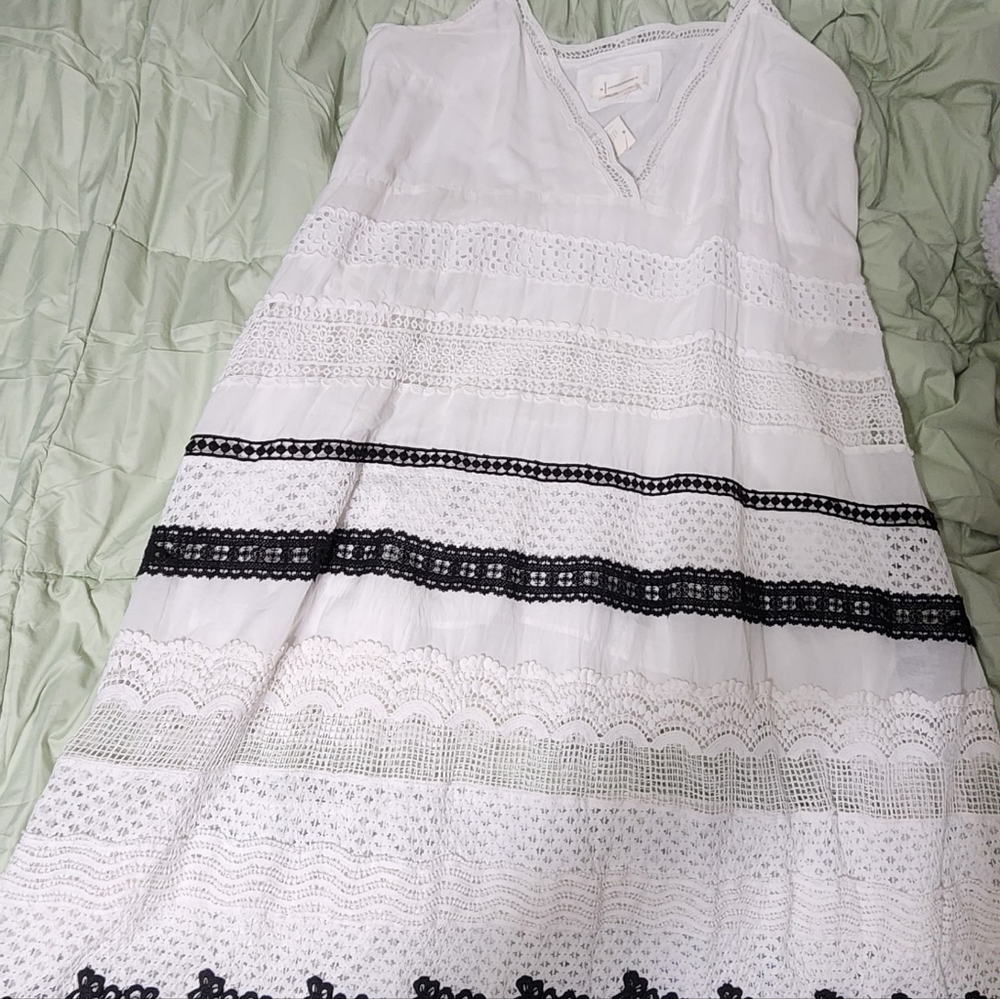 Anthropologie Sleeveless V-Neck Laci Dress XL new white color NEW nwt